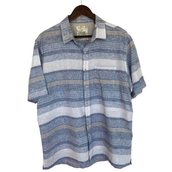 Tasso Elba Blue Striped Button Up - Large - Picture 1 of 5